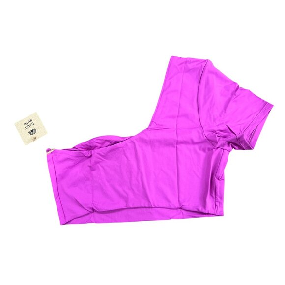 FREE PEOPLE X Toast Swim Women Signature One Shoulder Crop Top Purple MEDIUM - Picture 2 of 6